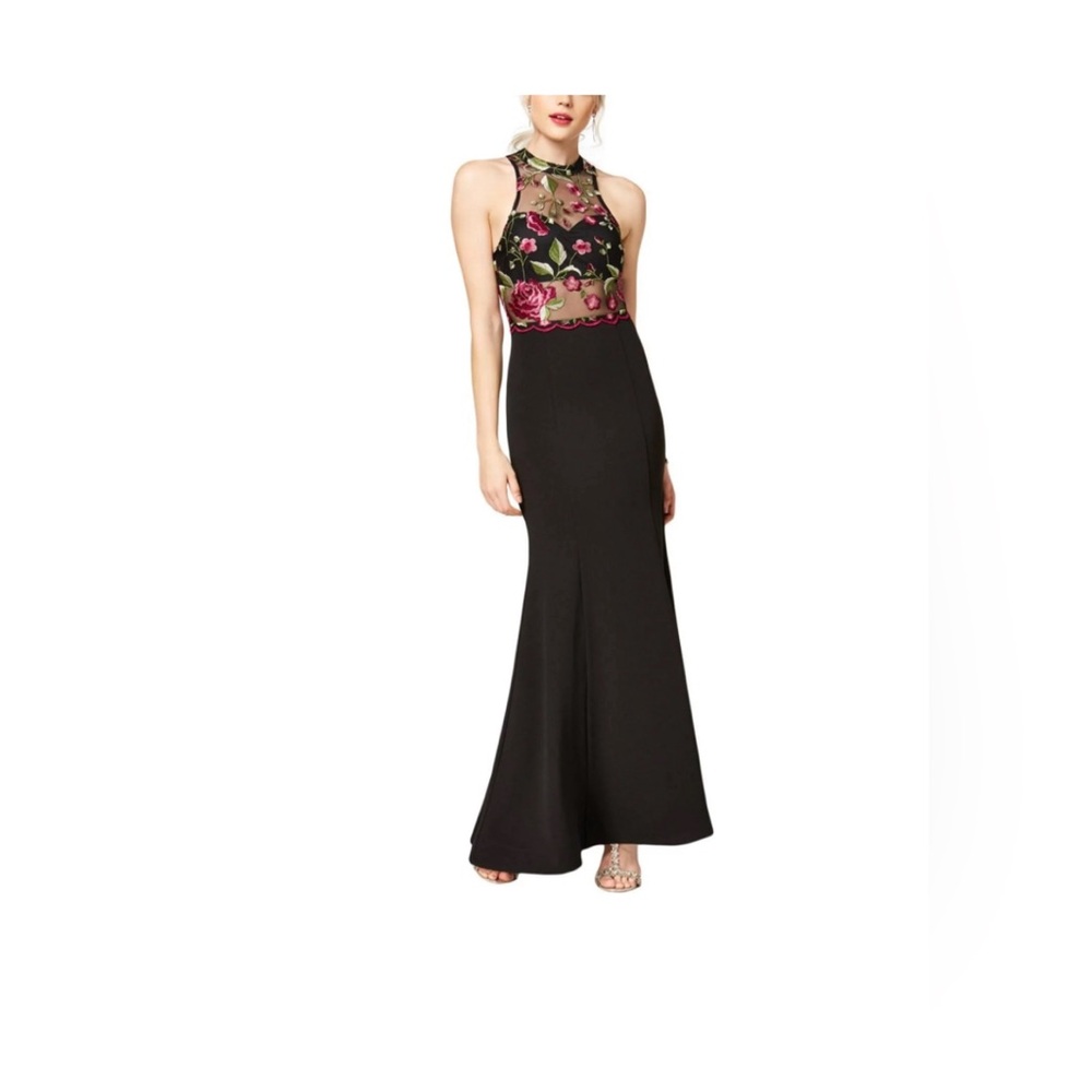 Sequin Hearts Black Floral Wedding Dress